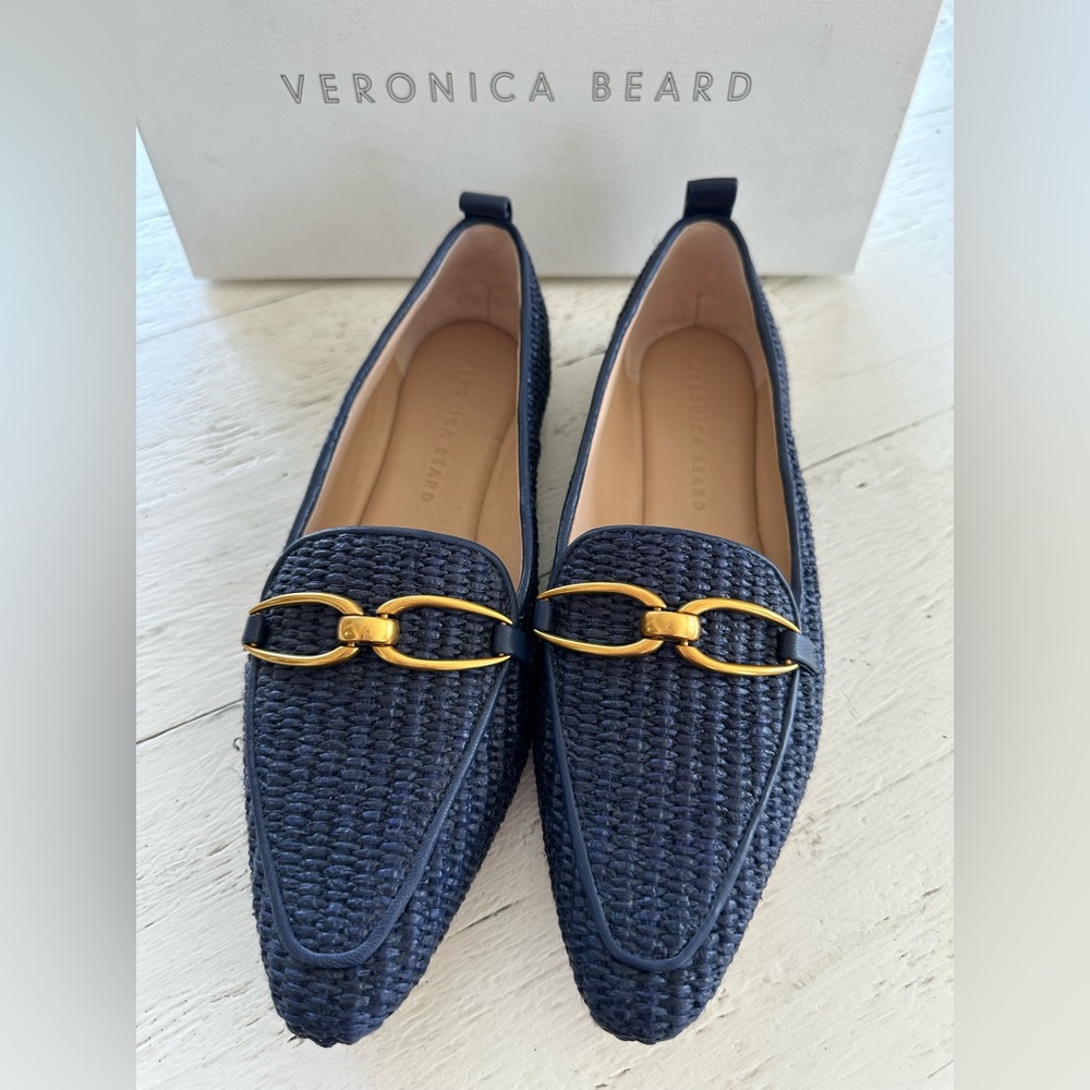 Never Worn! Veronica Beard Champlain Navy Woven Loafers